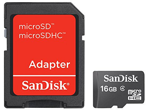 SanDisk Scheda di Memora MicroSDHC 16 GB Classe 4 con Adattatore SD