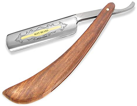 Rasiermesser mit Goldätzung Edelholz-Schaft Straight Razor Nassrasierer Klassischer Rasierer