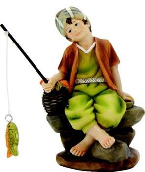 Unbekannt Krippenfiguren Angler sitzend geeignet für 9cm Figuren