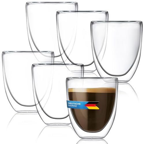 Dimono®️ Doppelwandiges Espressoglas 80ml Espresso-Tasse aus Borosilikat-Glas (6 Stück)