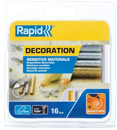 Rapid Oval Hot Glue Sticks for Arts and Crafts, Glitter Colour: Silver and Gold, Length: 94 mm, 125 g, 40108463