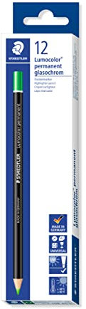 STAEDTLER 108 20-5 Lumocolor glasochrom Trockenmarker, 12 Stück im Kartonetui permanent, grün
