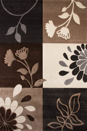 Lalee 347181407 Moderner Designer Teppich Muster Blume Konturenschnitt Größe 120 x 170 cm, rot/schwarz
