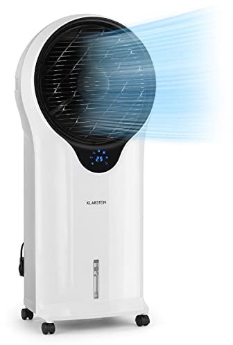 KLARSTEIN Condizionatore Portatile Senza Tubo 3 in 1 90W, Umidificatore, Climatizzatore Portatile Silenzioso, 3 velocità, Ventilatore Aria Fredda, Raffrescatore d’Aria 1600m³/h, Serbatoio 5.5L