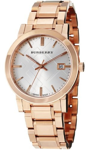 BURBERRY Men's BU9004 Large Check Rose Goldtone Stainless Steel Watch
