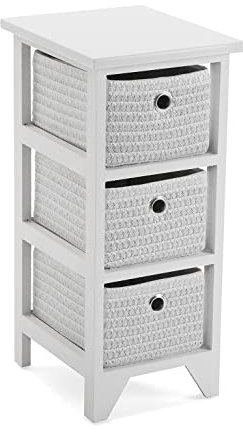 VERSA Ohai Mobile Bagno, Mobiletto Bagno Salvaspazio, Mobiletti, Cassettiera con 3 cassetti portaoggetti, Misure (A x L x l) 56 x 30 x 25 cm, Legno, Colore Bianco