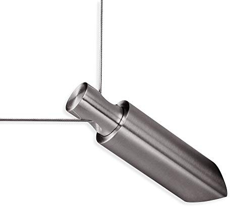 Seilumlenker für Seilspannsystem aus Edelstahl Vollmaterial, matt geschliffen, Zusatzmodul, Wandabstand 42 mm, Zwischenträger Gardinenseil über Eck, Vorhangdraht Eckstütze - PHOS Design