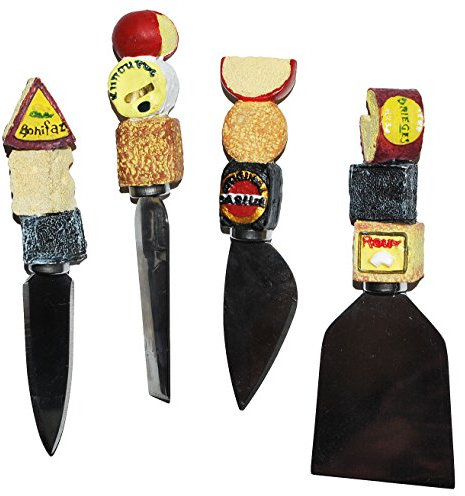 alles-meine.de GmbH 2 Stück 3-D Käsemesser - Edelstahl mit Käse Griff aus Kunstharz - Buffet - kleine Messer für Käse - Parmesanmesser - Design Italien - Käseschneider