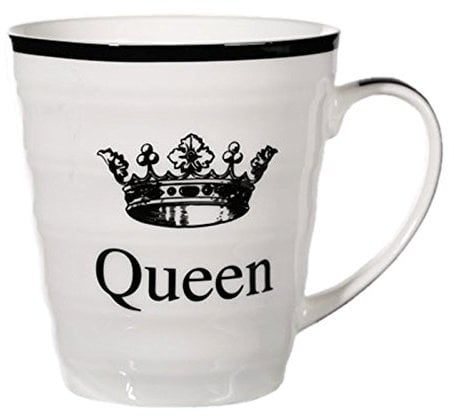 ootb Queen Kaffeetasse ca. 9,5x8,5 cm: Porzellan, Tasse, Trinkbecher, Zuhause, Lila (Purple) mit Weiß