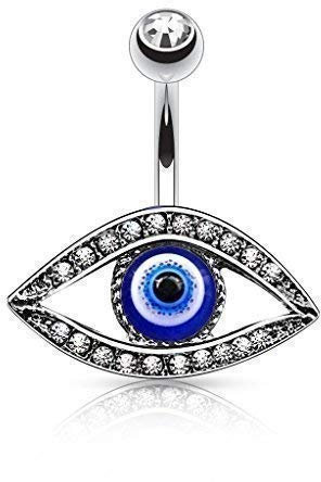 Tapsi´s Coolbodyart® Bauchnabelpiercing Edelstahl Chirurgenstahl 316L Zirkonia Anhänger Nazar Amulett