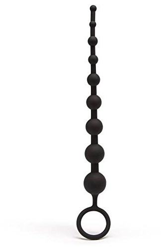 Lovehoney Classic Silicone Anal Beads Graduated & Flexible Butt Plug, Black | Safe Pull Ring,10 Inch Anal Dildo with Gradual Sizes for Varied Stimulation, Waterproof Adult Sex Toys for Men Women Couples