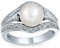 Personalisieren Braut Art Deco Stil Süßwasser Weiß Zuchtperle Cocktail Statement Verlobungsring Für Frauen Pave Triple Split Band .925 Sterling Silber Anpassbar