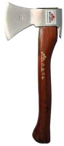 Stubai 672001NRM Handbeil Nirolook 800 g mit Messing-Stielschutz, Silber/braun, 28 x 13 x 13 cm