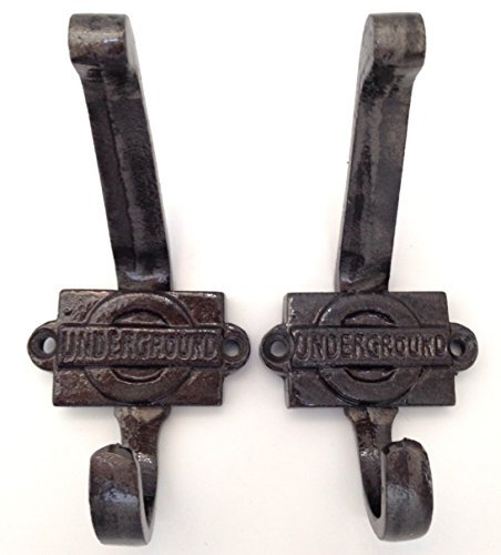 2 x Underground Tube London Hooks Hook Shaker Metal Iron Coat Vintage Shabby Chic