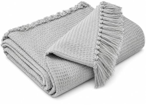 EHC Waffle Cotton Woven Arm Chair Sofa Single Throw 1 Seater Chair/Sofa/Bed 127 x 152 cm, Smoke