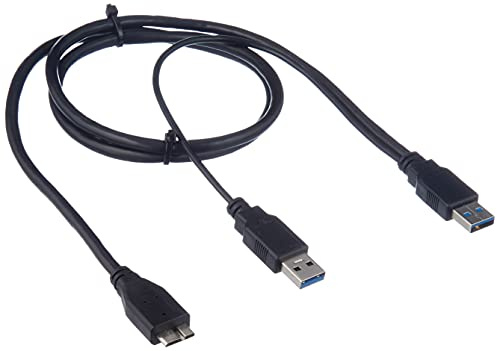 Logilink CU0072 USB Kabel, USB 3.0, 2x AM zu 1x micro BM, schwarz, 1,00m