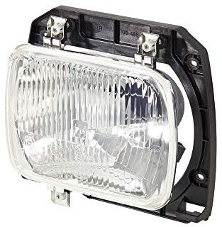 HELLA 1AE 003 427-151 Halogen-Scheinwerfereinsatz, Hauptscheinwerfer - 24/12V - rechteckig - Referenzzahl: 17.5 - Einbau - Lichtscheibenfarbe: glasklar - Stecker: Flachstecker - links - Menge: 1