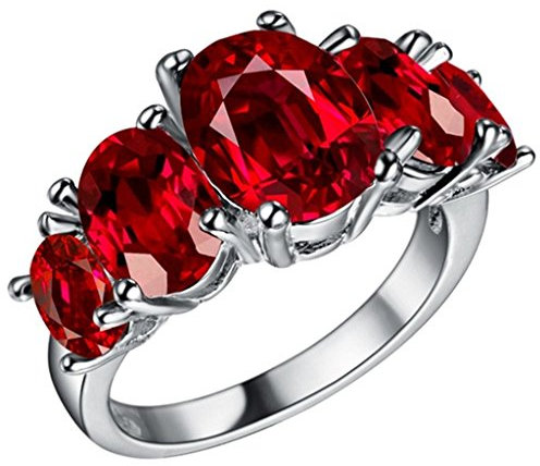 Adisaer Sterling Silber Ringe Verlobungsring Damenring Diamant Rot Oval Bandring mit Stein Größe 60 (19.1)