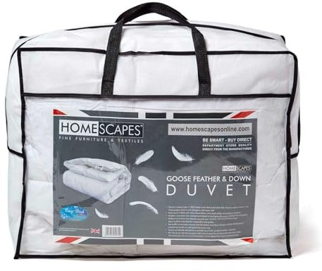 Homescapes Warme Bettdecke 230x220 cm, Winterdecke Wärmeklasse 4-5, Gänsefedern- & Daunendecke mit 550 GSM Füllung, Steppdecke Winter, Oeko-TEX Standard 100