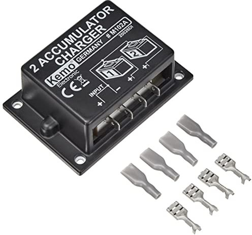 Kemo M102A Double Lead-Acid Battery Charger Module, 6 - 24 V / DC, Charge 2 Batteries Simultaneously but Separately Using a Car Alternator, Solar Power System, Battery Charger or Other Power Source, Maximum Charging Current: 10 A