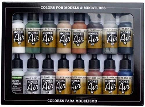 AV Vallejo Model Air Set - Railway Colors Europe, Yellow, 17 ml (Pack of 16)