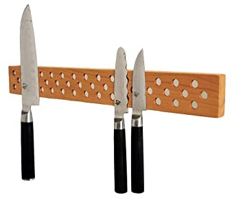 Magnetic Wooden Knife Bar Holder Strip, Cherry or Walnut, 12, 16, 20, or 24 Inch (24 Inch, Cherry)