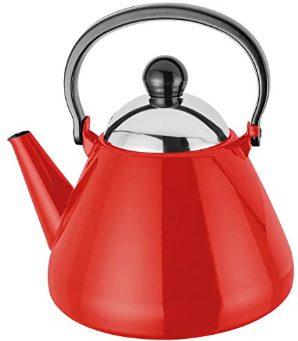 Judge Induction, Stove Top Kettle, 1.5L, Enamel, Red