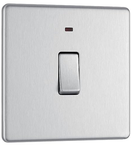 BG Electrical Screwless Flat Plate Single Light Switch with Power Indicator