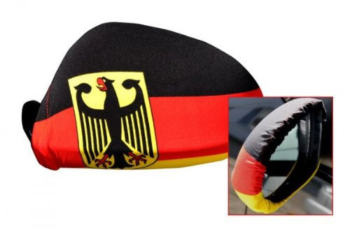 Spiegelflagge/Spiegelfahne Deutschland mit Adler/Bundesadler 1 Paar, Auto/PKW Rückspiegel/Autospiegel Fahne/Flagge/Überzug/Socke Spiegelsocken