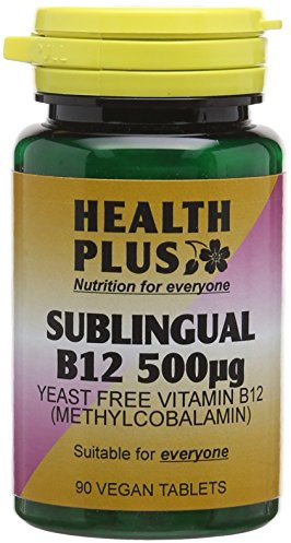 Health Plus Sublingual Vitamin B12 500µg (Methylcobalamin) : Vitamin B12 Supplement : 90 Tablets