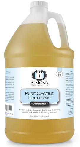 La Almona Pure Castile Liquid Soap, Unscented, 1 Gallon