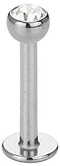 eeddoo Piercing Labret Kristall Silber Edelstahl Stärke: 1,2 mm Kristallklar
