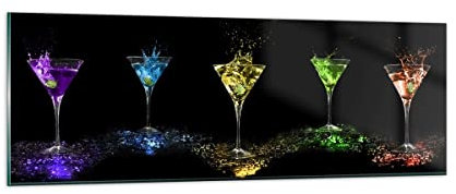 Panorama Glasbild Cocktail Trinken Alkohol 90x30cm Wandbilder Dekoration für Wohnzimmer Schlafzimmer Küche Klein Wanddeko Kunstdruck Modern GAB90x30-0442