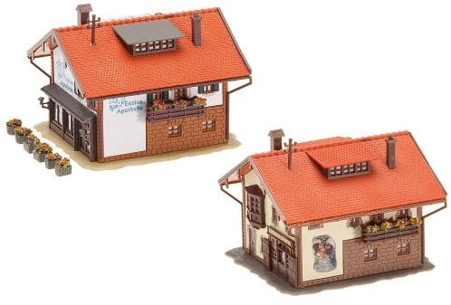 FALLER Apotheke und Bäckerei Modellbausatz mit 117 Einzelteilen 80 x 70 x 60 mm (2 x) I Modelleisenbahn Zubehör N I Modelleisenbahn N Ländliche Häuser