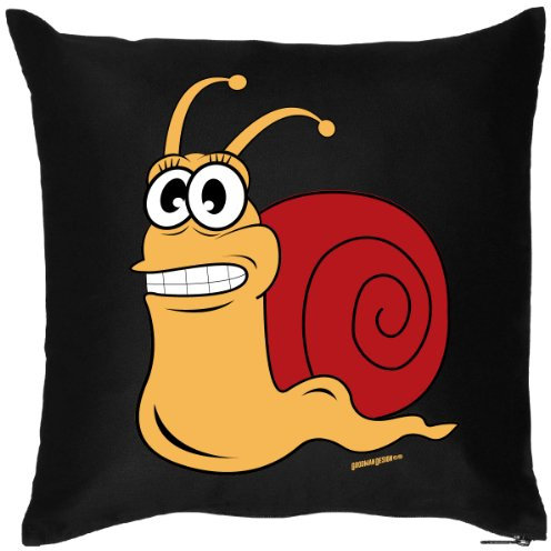 Goodman Design Lustige Motiv Kissenbezüge/Sofakissen : Schnecke - Kissen mit Füllung Farbe: schwarz