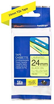 Brother Original P-touch Schriftband TZe-C51 24 mm, schwarz auf signalgelb (kompatibel u.a. mit Brother P-touch P700,- 2430, -D600, -9700PC, -P750W)