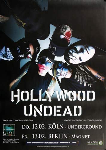 Hollywood Undead - Swan Songs, Köln & Berlin 2009 » Konzertplakat/Premium Poster | Live Konzert Veranstaltung | DIN A1 «
