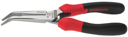 FACOM - Pince 1/2 RND Courts Fin 200mm - 183A.20CPEPB - Becs Coudés 40° - Coupe-Fil Latéral pour Fil de Cuivre et Acier Dur - Matériau Alliage d'Acier au Carbone - Manche Ergonomique Bimatière