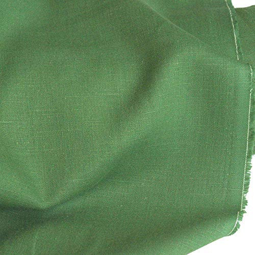 TOLKO 50cm Leinenstoff Meterware Natur Leinentuch für Kleider Hose Rock Bluse Hemd Vorhänge Gardinen Kissen Bettwäsche | 140cm breit | Stoffe zum Nähen Meterware Leinen Stoff kaufen (Gras Grün)