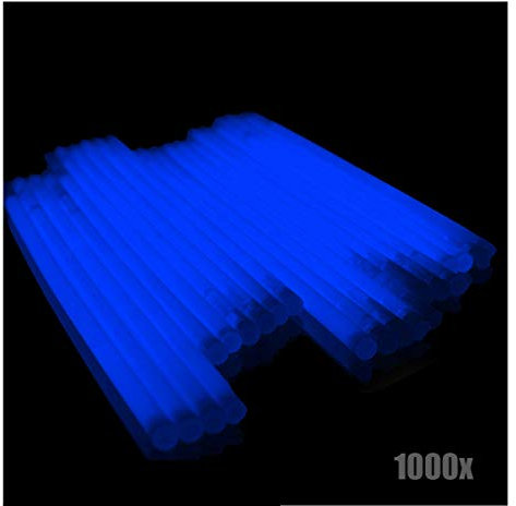 KNIXS 1000x Arm-Knicklichter - Blau leuchtend inkl. 1000x 3D-Verbinder und je 20x Ballverbinder und 7-Lochverbinder, seit 15 Jahren in Profiqualität, Glowstick / Leuchtstab - für Party, Festival, Geburtstag oder als Dekoration