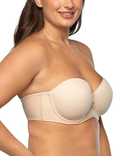 Vanity Fair Women's Beauty Back Smoothing Strapless Bra, 4-Way Stretch Fabric, Lightly Lined Cups Up to H, Opaque, Rose Beige, 42C
