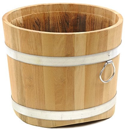 Dehner Holzkübel, Ø 40 cm, Höhe 41 cm, Robinie, natur, Braun