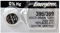 Energizer 395 399 SR927SW SR927W Lot de 2 piles à l'oxyde d'argent pour montres