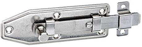 Alberts 113278 Fensterriegel | gerade, mit befestigter Schlaufe | Edelstahl | Platte 100 x 35 mm