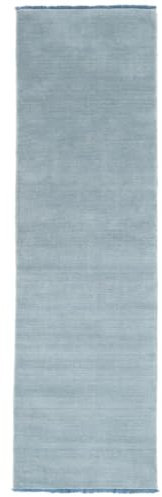 RugVista, Handloom Fringes, Teppich, Mittelflor, 80 x 200 cm, Läufer, Wolle, Flur, Schlafzimmer, Küche, Wohnzimmer, Hellblau, Hellblau