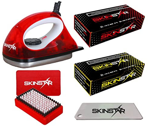SkinStar Starter Ski Wachs Set, Wachsbügeleisen Bürste Hydrocarbonwachs 250g