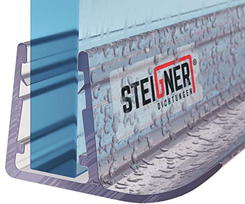 STEIGNER Joint de douche pour paroi en verre, 70cm, vitre 6/7/ 8 mm, joint d'étanchéité PVC droit pour les cabines de douche réctangulaires, UK14