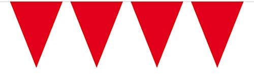 Folat 60133 - Wimpelkette XL - ca. 10 m lang - 15 Wimpel zu je 43 x 29 cm - rot