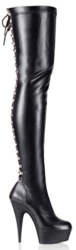 Pleaser DELIGHT-3063 Blk STR Faux Leather/Blk UK 10 (EU 43)