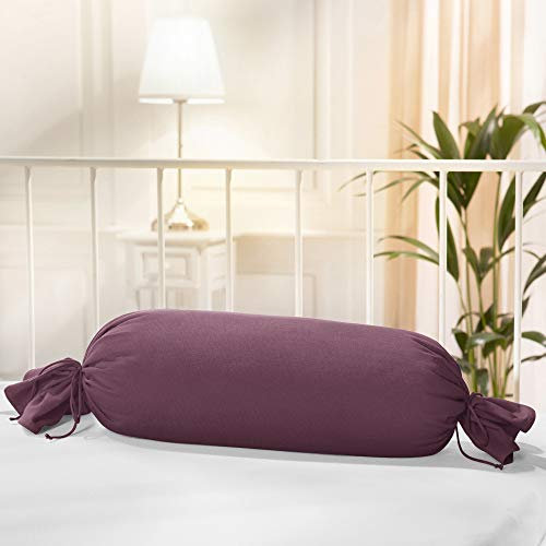 Erwin Müller Nackenrollenbezug Memmingen Interlock-Jersey aubergine Größe 40x15 cm Ø - formstabil, faltenfrei, anschmiegsam, mit Bindeband